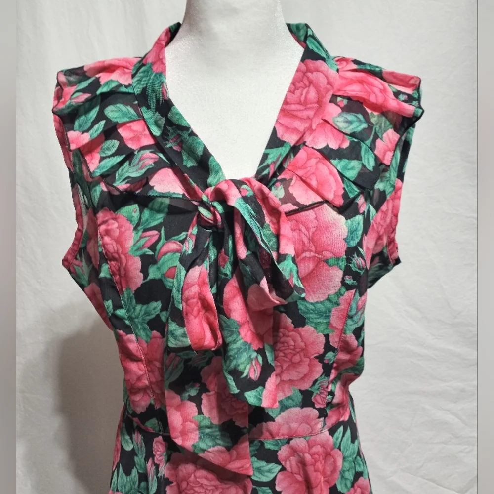 Hell Bunny Eden Rose Floral Ruffled Dress Size Medium Rose Floral Print - Picture 3 of 13